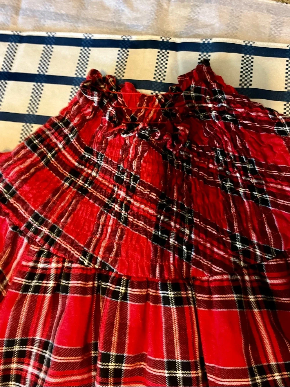 Sugarlips Red Plaid Kids Nightgown with Smocked Neckline